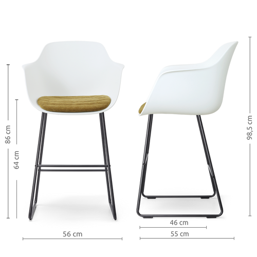 Nolon Nino-Liz barkruk wit met mosgroen zitkussen - zwart onderstel - 65 cm