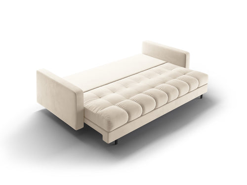 Cosmopolitan Design Slaapbank met opbergdoos Bali 3-zits, flueel lichtbeige - 84x222x105cm