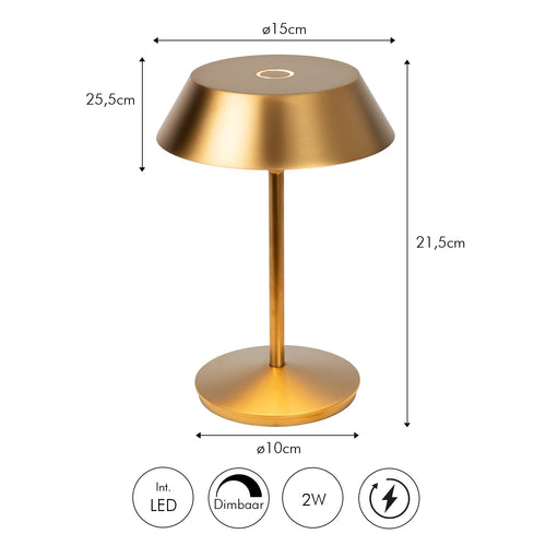 Atmooz tafellamp Balto - goud - Ø 15 x H 21,5 cm - geïntegreerde led