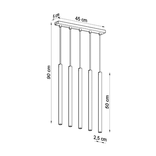 Sollux Lighting Hanglamp PASTELO 5 wit - 45x5x90cm