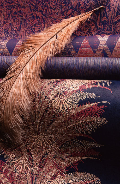 Masureel behang veren rood - 53 cm x 10.05 m - 630075 - vtwonen shop