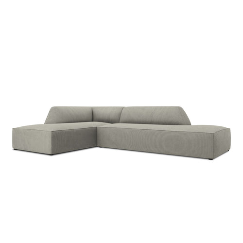 Cosmopolitan Design - Modulaire hoekbank links Siena 4-zits, ribfluwelen lichtgrijs - 180x273x69cm