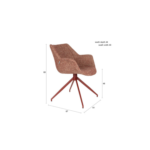Zuiver Doulton Eetkamerstoelen Armleuning Terra/ Rood - Set van 2