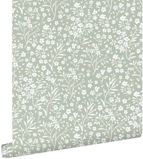 ESTAhome behang bloemetjes mintgroen - 50 x 900 cm - 139879 - vtwonen shop