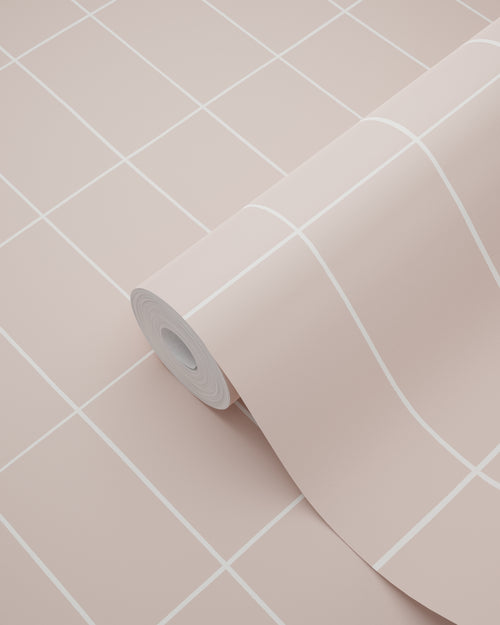 ESTAhome behang kleine tegeltjes licht roze - 50 x 900 cm - 131794