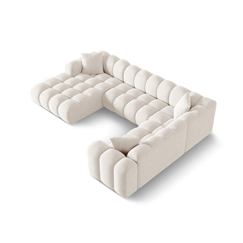 Cosmopolitan Design - Panoramische hoekbank rechts Treno 4-zits, chenille lichtbeige - 240x330x70cm