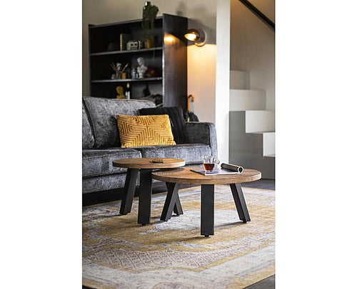 FurniLux Mangohout Salontafel - Een Stijlvolle Ronde 50 cm - vtwonen shop