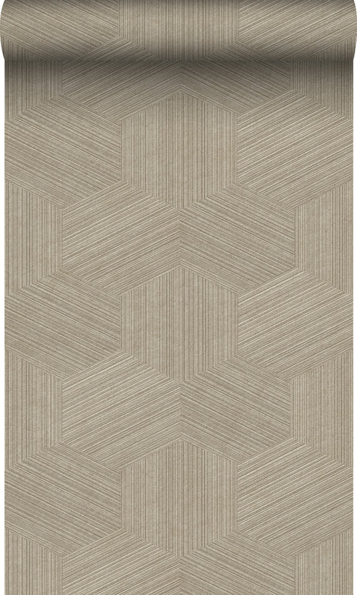 Origin Wallcoverings eco-texture vliesbehang grafisch 3D motief beige - 50 x 900 cm - 347942 - vtwonen shop