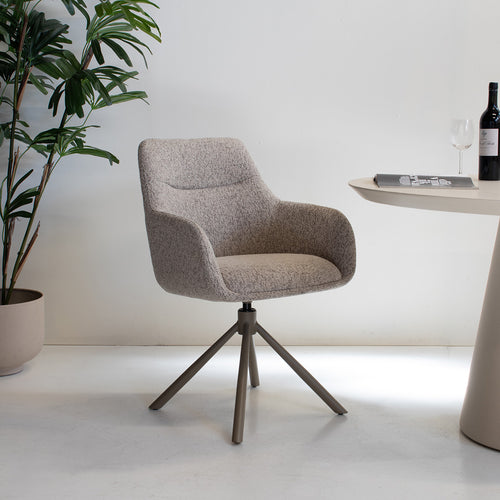 DÉJA Living Eetkamerstoel Noé - Taupe/Taupe - Draaibaar - Set van 2 - vtwonen shop