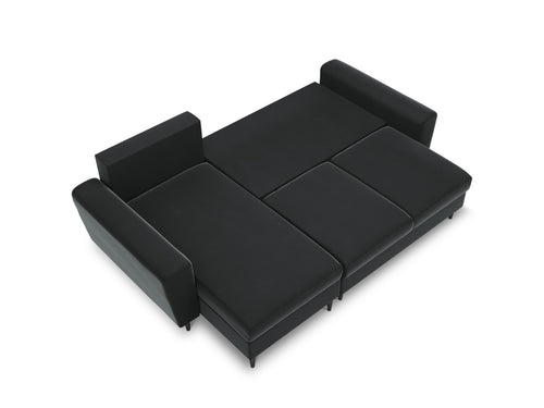 Cosmopolitan Design Omkeerbare converteerbare hoekbank met opbergdoos Kyoto 4-zits, flueel donkergrijs - 145x241x88cm