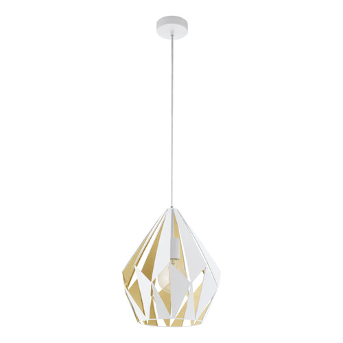 EGLO hanglamp Carlton 1 - e27 - ø 31 cm - wit/goud - vtwonen shop