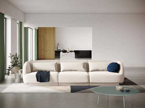 Cosmopolitan Design Bank Tulum 3-zits, flueel, lichtbeige - 90x255x70cm