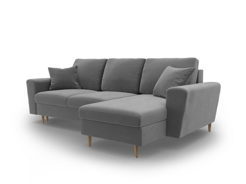 Cosmopolitan Design Omkeerbare converteerbare hoekbank met opbergdoos Kyoto 4-zits, flueel lichtgrijs - 145x241x88cm