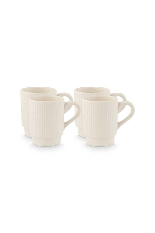 vtwonen Mokken - Keramiek - Gebroken wit - 300ml - Set van 4