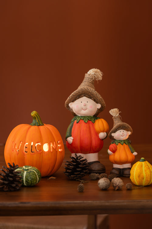 J-Line decoratie Pompoen - keramiek - oranje - large - 2 stuks - vtwonen shop