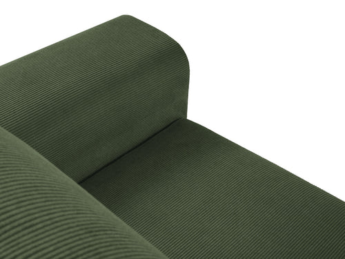 Cosmopolitan Design Uitklapbare hoekbank links met opbergdoos Kyoto 4-zits, ribfluwelen, flessengroen - 145x241x88cm