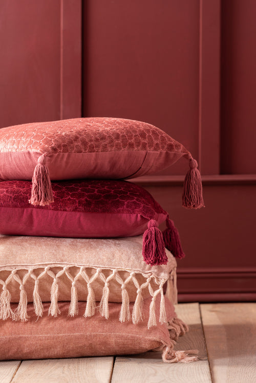 J-Line kussen Patroon - katoen - donkerrood - vtwonen shop