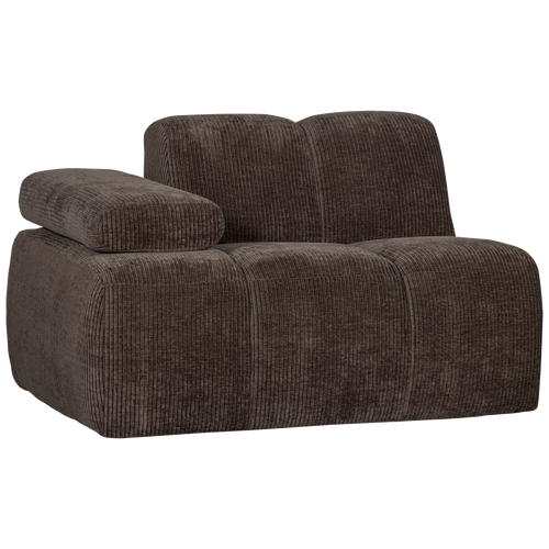 WOOOD 1-zits bank met arm links Mojo - Ribstof - Bruin - 74x120x97 - vtwonen shop