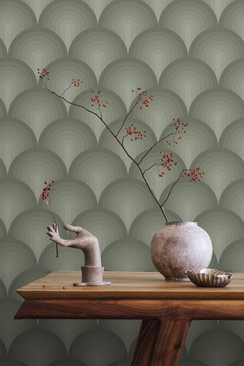 ESTAhome behang 3D-motief olijfgroen - 50 x 900 cm - 131121 - vtwonen shop