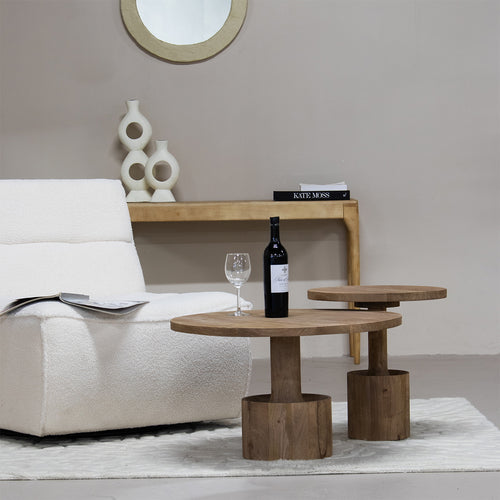 Giga Meubel Bijzettafel Stacy - Rond - Naturel - Mangohout - Ø45cm - vtwonen shop