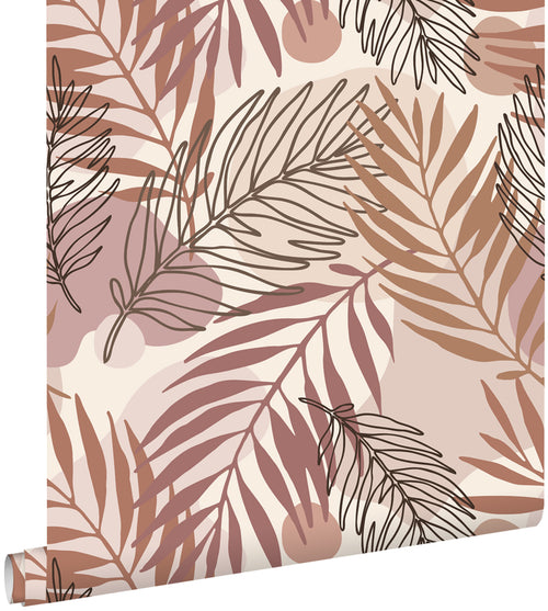 ESTAhome behang bladeren beige en oudroze - 50 x 900 cm - 139821 - vtwonen shop