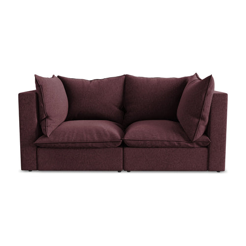 LaMiaSofa Tweezits modulaire bank Ravenna - velours - bourgondië - 180x90x77