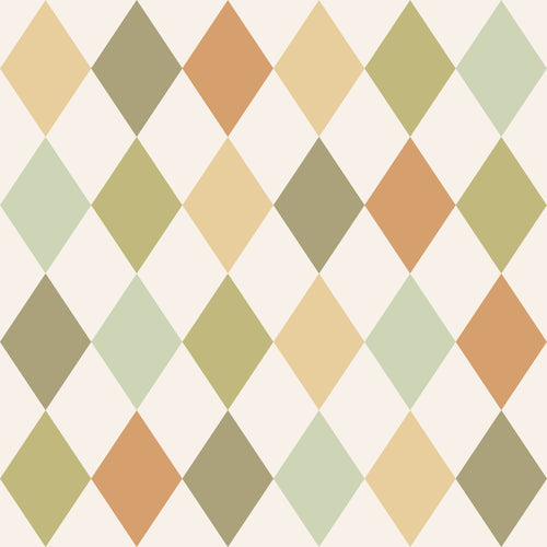 ESTAhome behang ruitjes groen en oranje - 50 x 900 cm - 131762