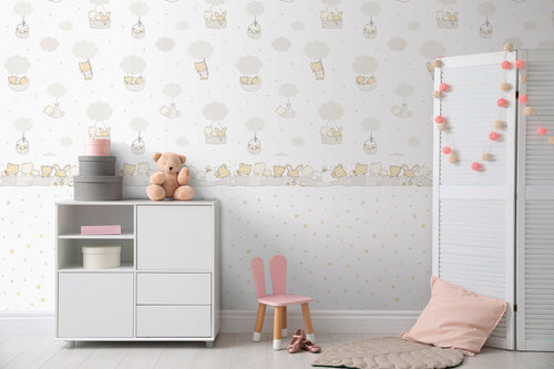 Sanders & Sanders behang sterretjes geel, beige en wit - 53 cm x 10 m - 640457 - vtwonen shop