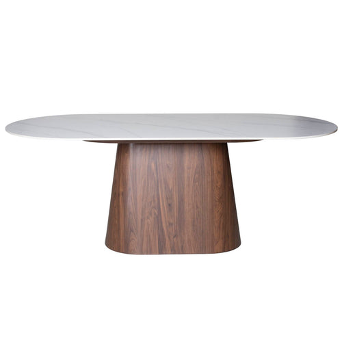 Giga Meubel Eettafel Madia - Wit Keramiek/Walnoot - 200x90x75cm - vtwonen shop