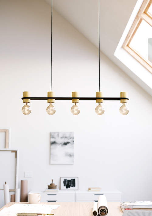 EGLO hanglamp Chieveley - e27 - 88,5 cm - zwart/bruin - vtwonen shop