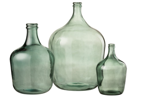 J-Line vaas Karaf - glas - groen - large - Ø 37 cm