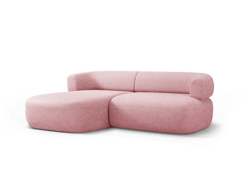 Micadoni linker hoekbank Jenny 5-zits, chenille roze - 145x200x73cm