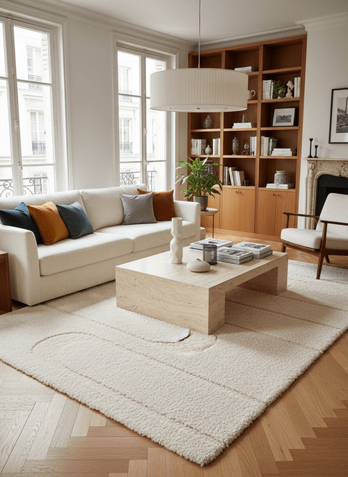 AFK Living vloerkleed Calligramme - reliëfeffect - wit - 200x290 cm