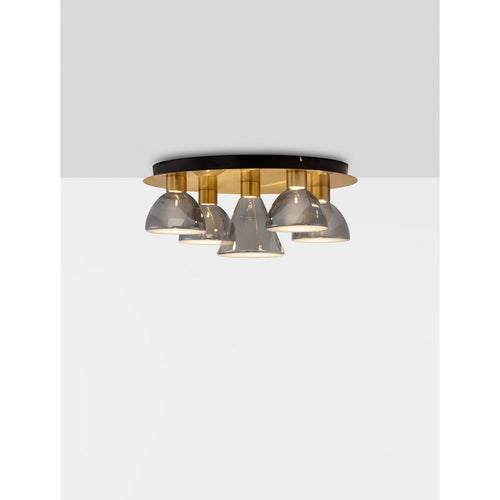 Nova Luce VOI Plafondlamp met lampenkap in rookgrijs, messingkleurig, goudkleurig, Triac dimbaar, LED, 40W, 1200lm, 3000K