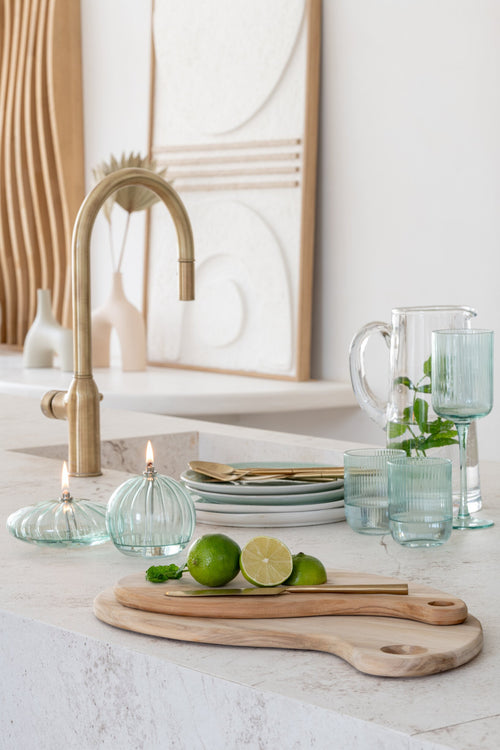 J-Line glas Kyle - glas  - transparant/groen - 6 stuks