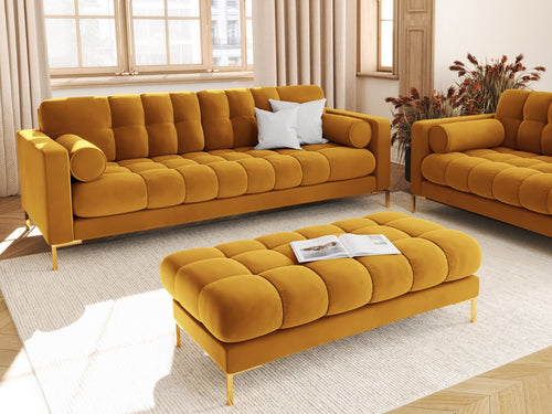 Cosmopolitan Design Bank Bali 4-zits, flueel, geel - 96x217x75cm