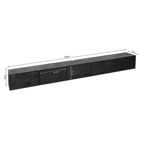 Starfurn  tv meubel Vision - zwart - 30x280x35cm