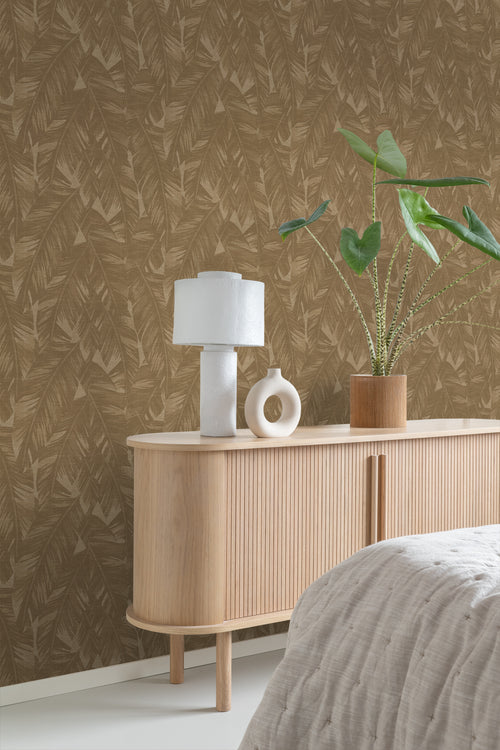 Origin Wallcoverings behang bananenbladeren donker beige - 50 x 900 cm - 348055 - vtwonen shop