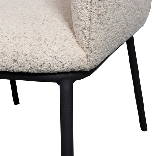 WOOOD eetkamerstoelen Leon - Bouclé - Naturel - Set van 6