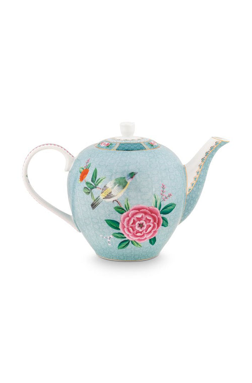 Pip Studio Blushing Birds Theepot - Servies - Theekan - Blauw - 1.6l - vtwonen shop