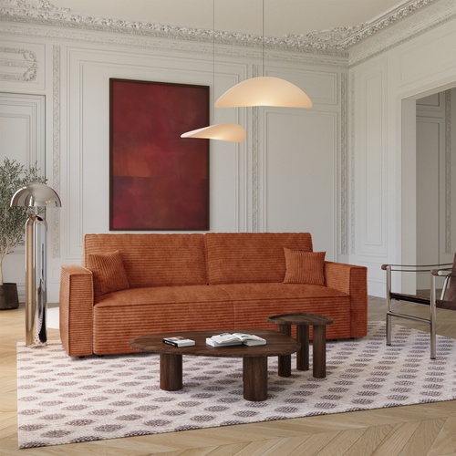 Premium Interiors - Slaapbank met opbergruimte  - corduroy terracotta 254cm