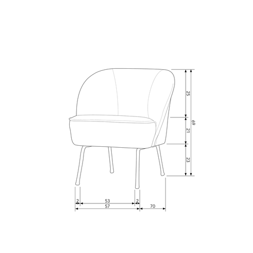 BePureHome fauteuil Vogue- Leer - Zwart - 69x57x70 - vtwonen shop