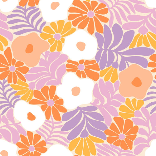 ESTAhome behang bloemen in Matisse stijl wit en meerkleurig - 50 x 900 cm - 132002