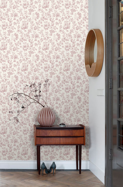 ESTAhome behang elegante bloemen bordeaux rood - 50 x 900 cm - 132105