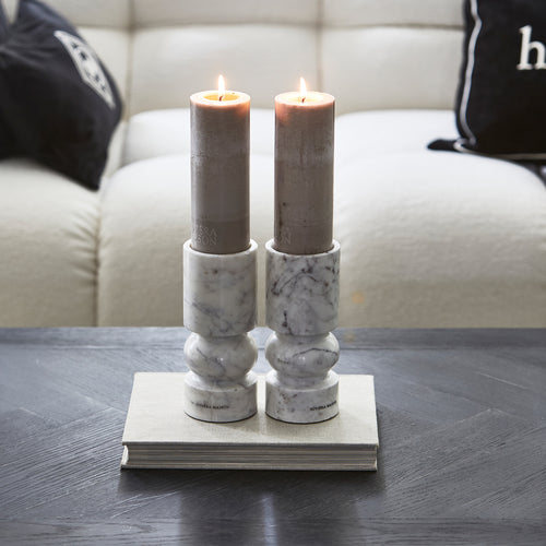 Rivièra Maison Sessari Marble Candle Holder L - Marmer - Naturel - vtwonen shop