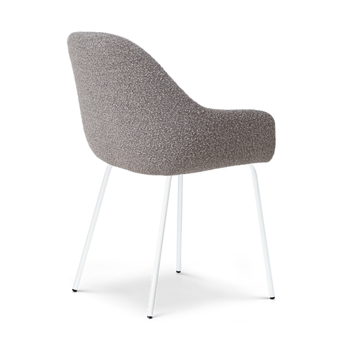 Nolon Nora-Mae Eetkamerstoel Bouclé Taupe - Armleuning - Witte Poten