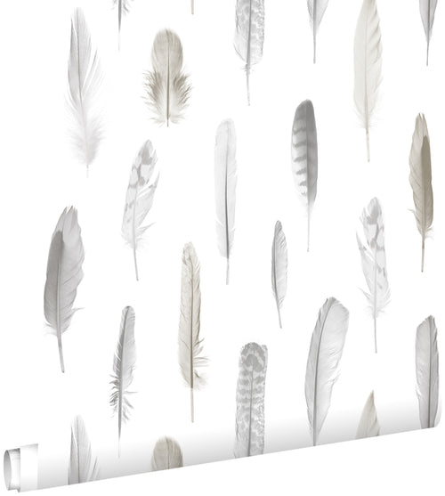 ESTAhome behang veren licht crème beige - 53 cm x 10.05 m - 138893