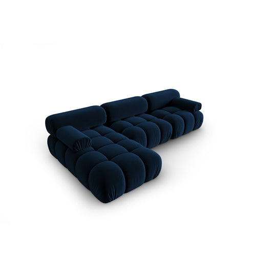 Cosmopolitan Design - Modulaire hoekbank links Cortina 4-zits, flueel koningsblauw - 155x282x70cm