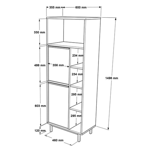 Calicosy - Badkamerkast met 2 deuren - 35,5x60x161,6 cm