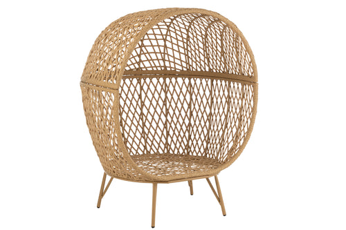 J-Line schommelstoel + kussen Zayo - metaal/riet - zwart - vtwonen shop